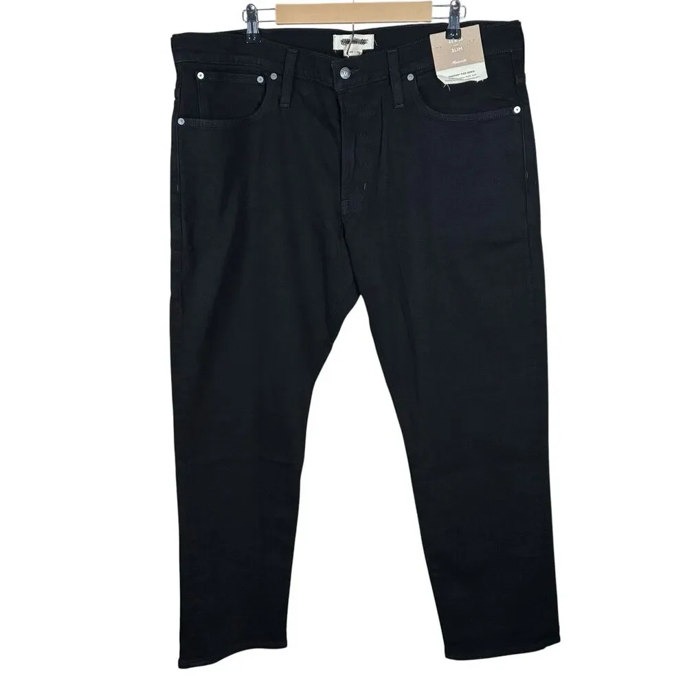 Madewell Jeans Mens 42x30 (tag 40x30) Black Straight Flex Denim Slim NG296 NWT